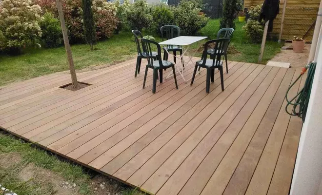 Terrasse en bois IPE à La Talaudière, Saint-Étienne, BESSARDET Paysage
